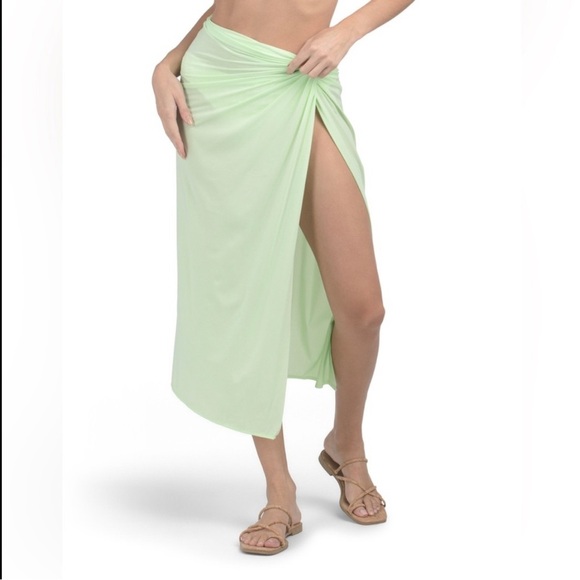 Vix Paula Hermanny Karen Midi Sarong Cover-Up Skirt Lime Swimwear Size Large - Picture 1 of 2
